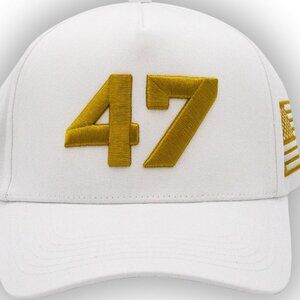 NEW DONALD TRUMP PRESIDENT HAT ONE SIZE ADULT WHITE 47 WITH AMERICAN FLAG EMBROI